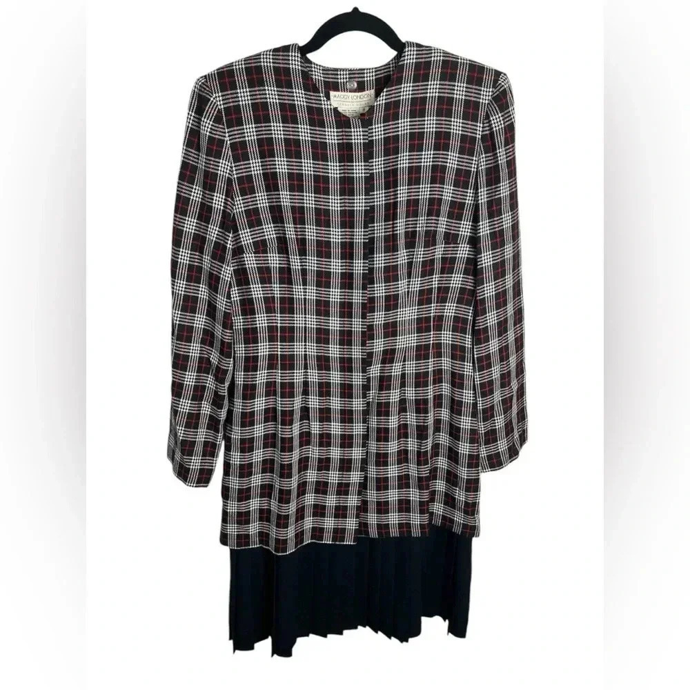 Vintage Maggie London Plaid Red and Black Plaid Dress size 8